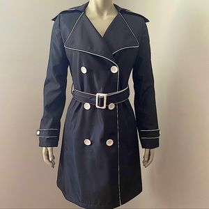 VERTIGO | Women Navy Blue Trench Coat Long